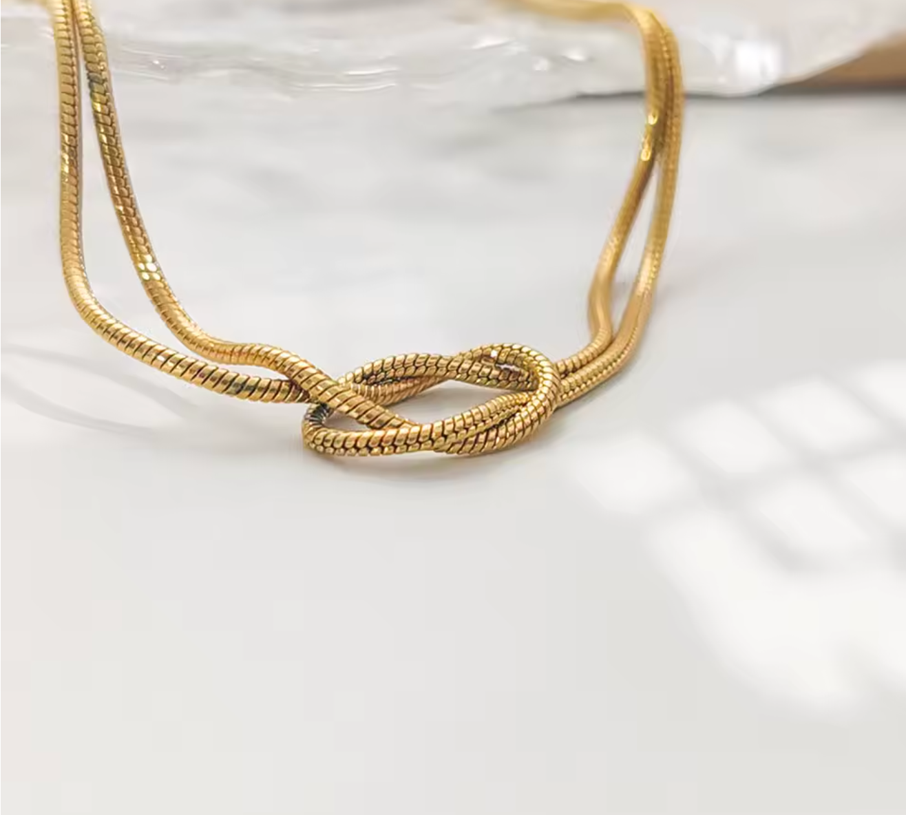 Gold Color Stainless Steel Knot Pendant Minimalist Necklace for Women