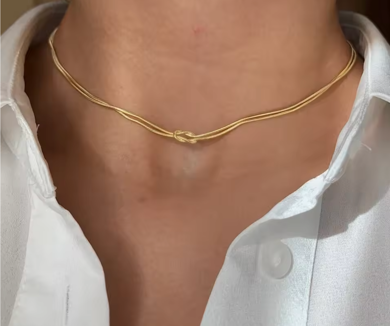 Gold Color Stainless Steel Knot Pendant Minimalist Necklace for Women