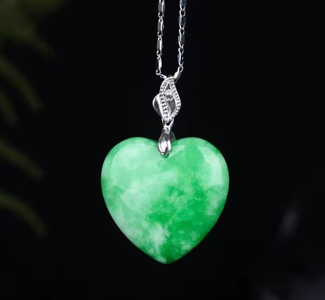 Natural Myanmar Jade Heart Pendant Necklace for Men and Women
