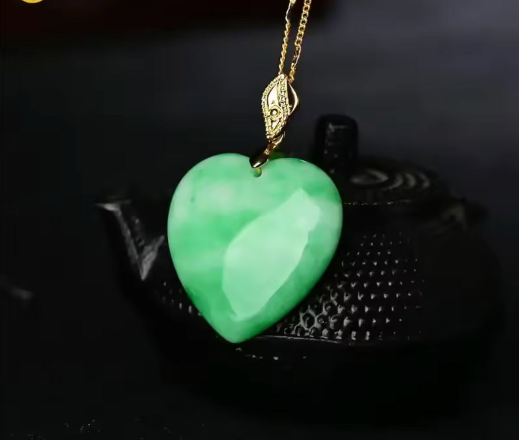 Natural Myanmar Jade Heart Pendant Necklace for Men and Women