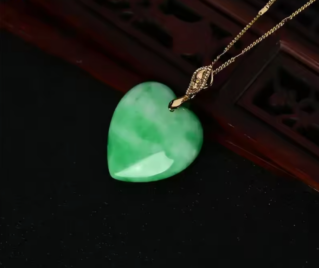 Natural Myanmar Jade Heart Pendant Necklace for Men and Women