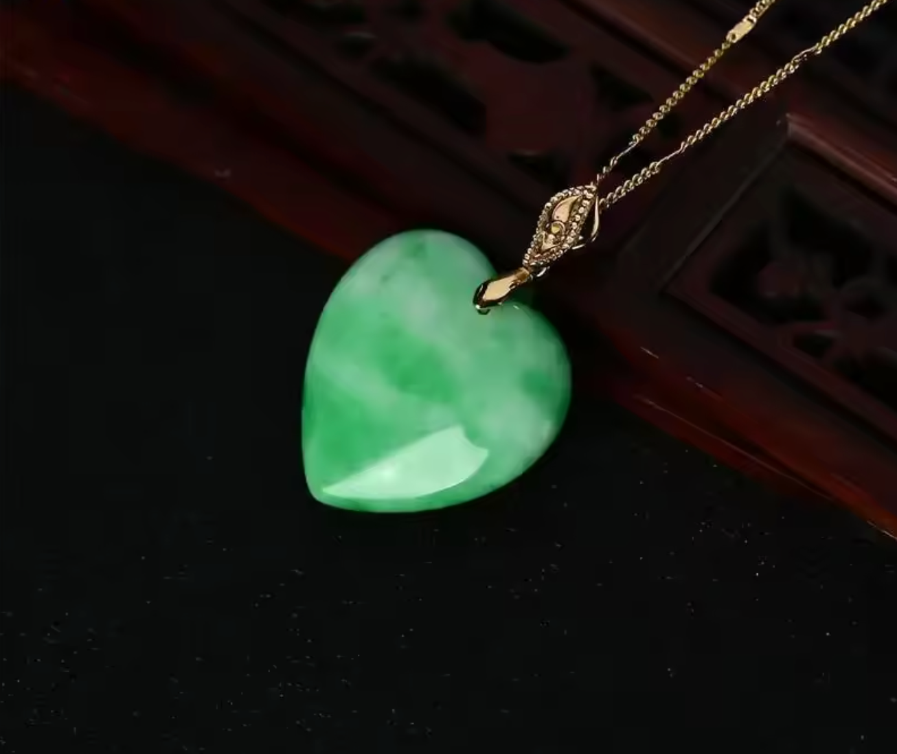 Natural Myanmar Jade Heart Pendant Necklace for Men and Women