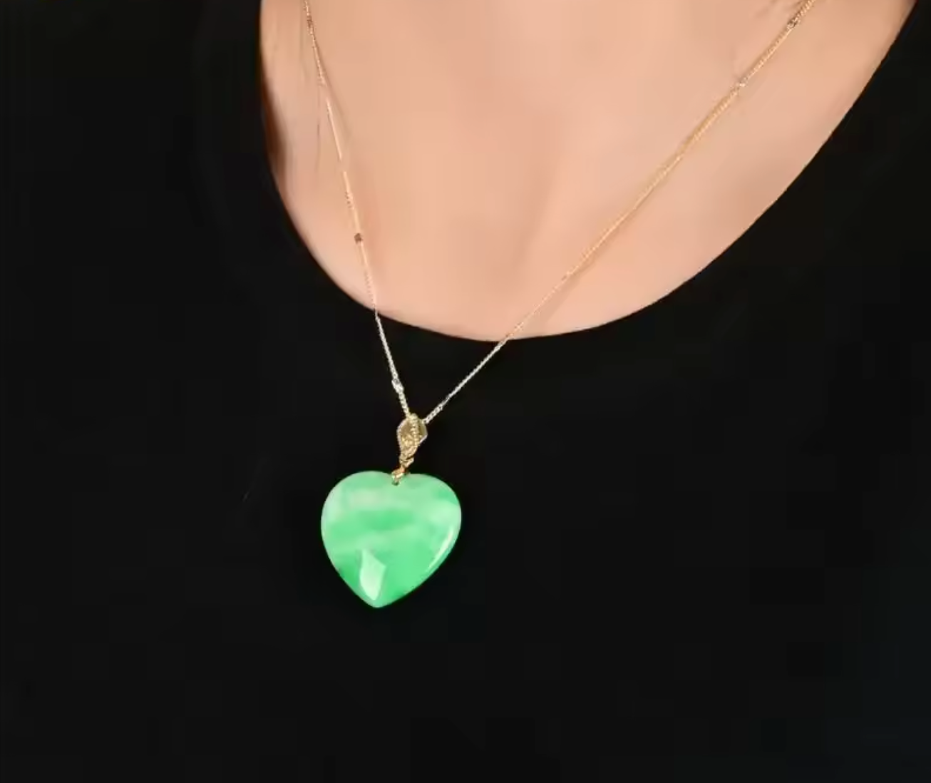 Natural Myanmar Jade Heart Pendant Necklace for Men and Women