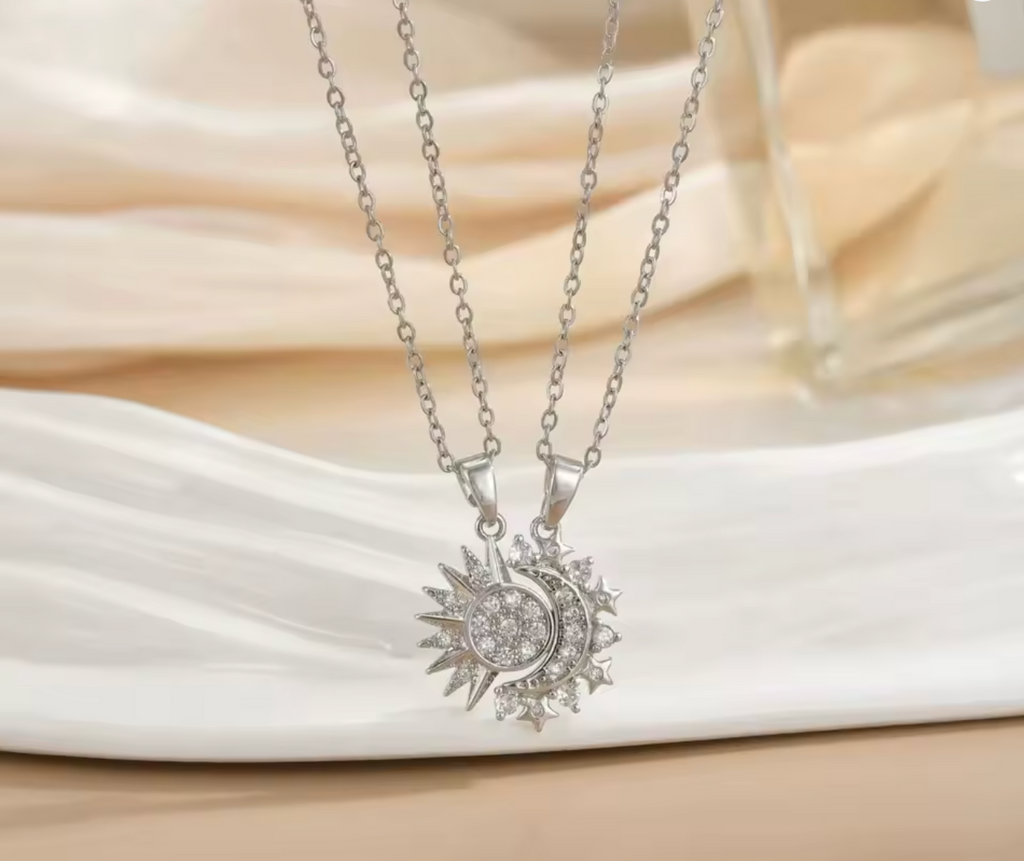 Steel Magnetic Sun & Moon Couple Necklace for Men and Women