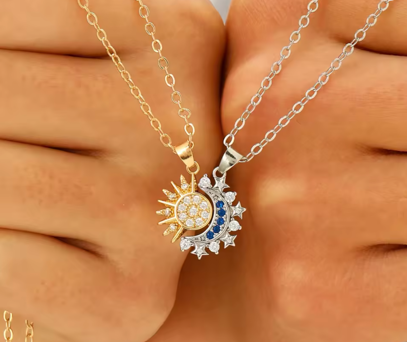 Steel Magnetic Sun & Moon Couple Necklace for Men and Women