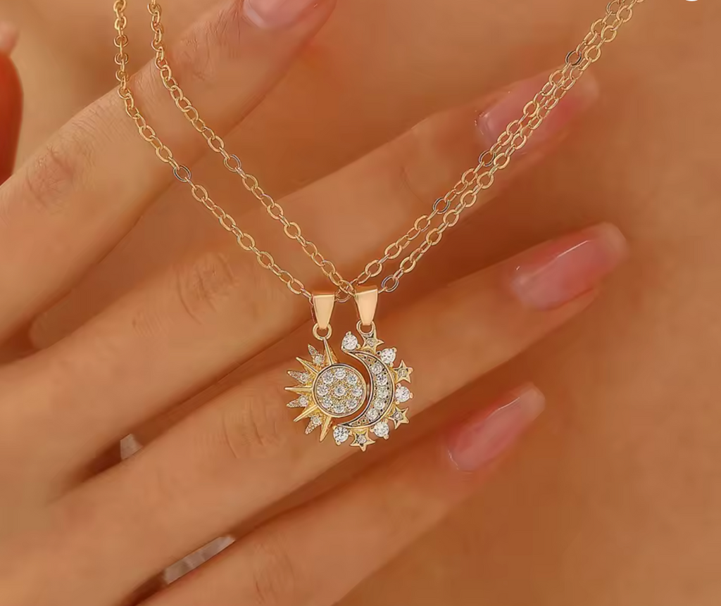 Steel Magnetic Sun & Moon Couple Necklace for Men and Women