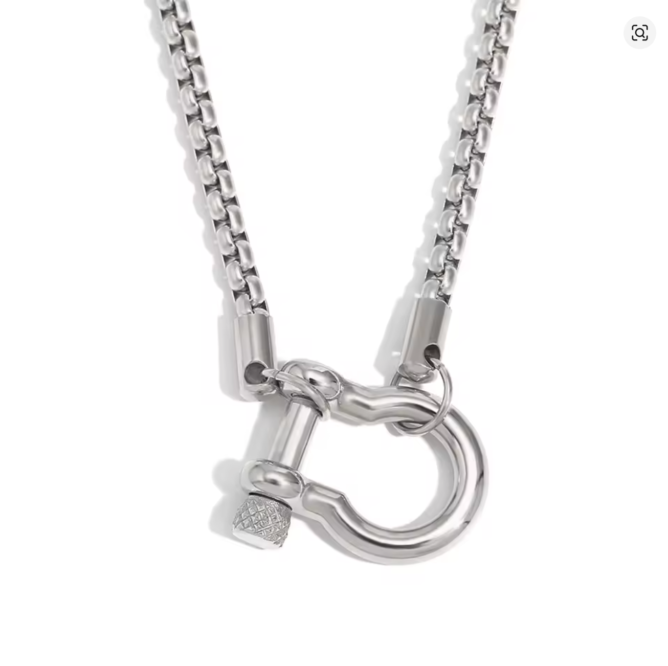 18K Gold Plated Stainless Steel Buckle Pendant Necklace with Square Pearl Chain for Women