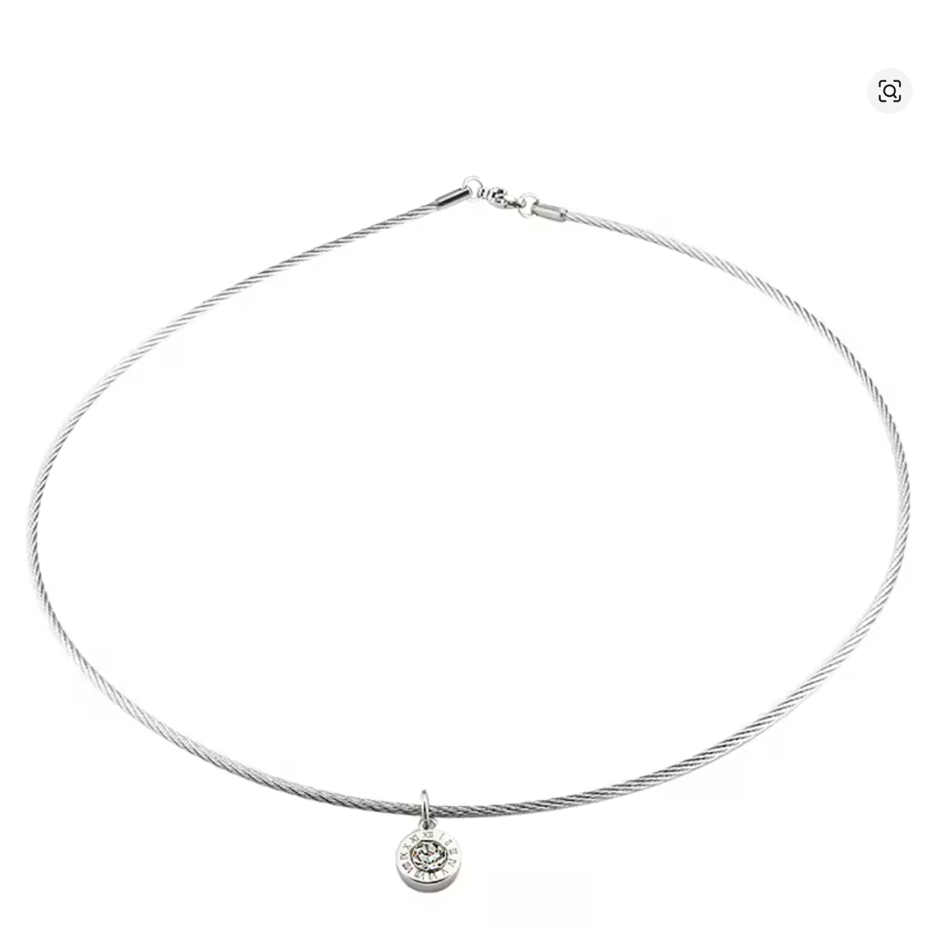 Gold Color Stainless Steel Roman Numeral Zircon Pendant Necklace for Women