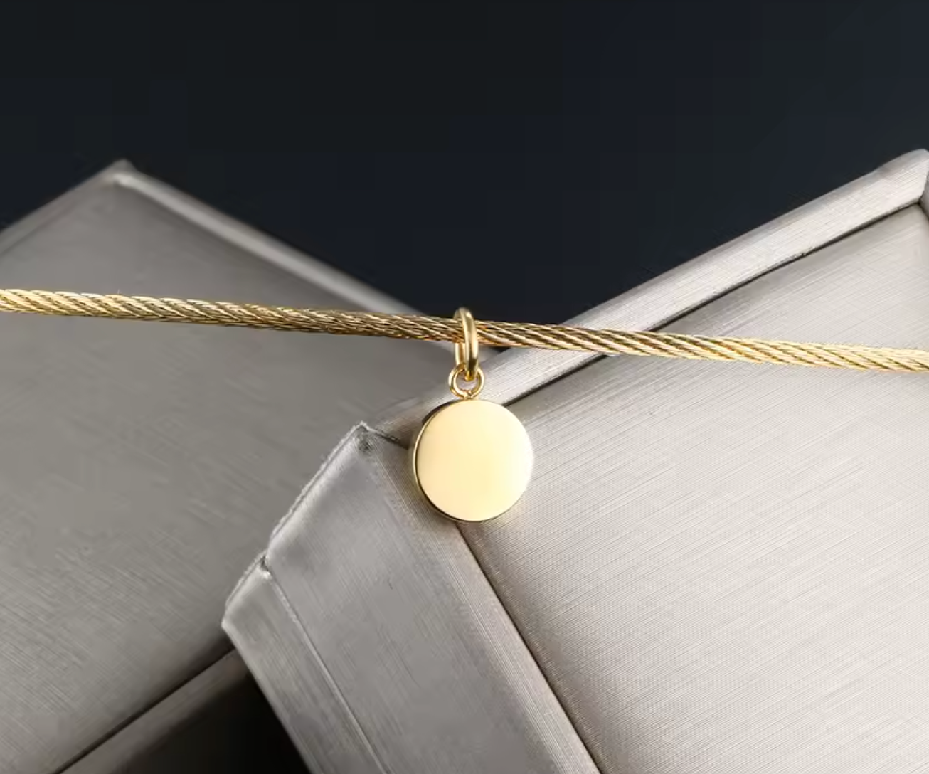 Gold Color Stainless Steel Roman Numeral Zircon Pendant Necklace for Women