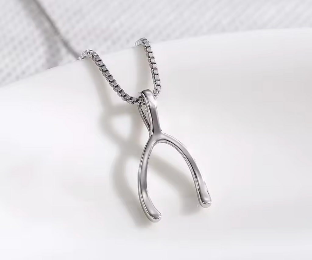 Silver Color Wishbone Pendant Necklace for Women