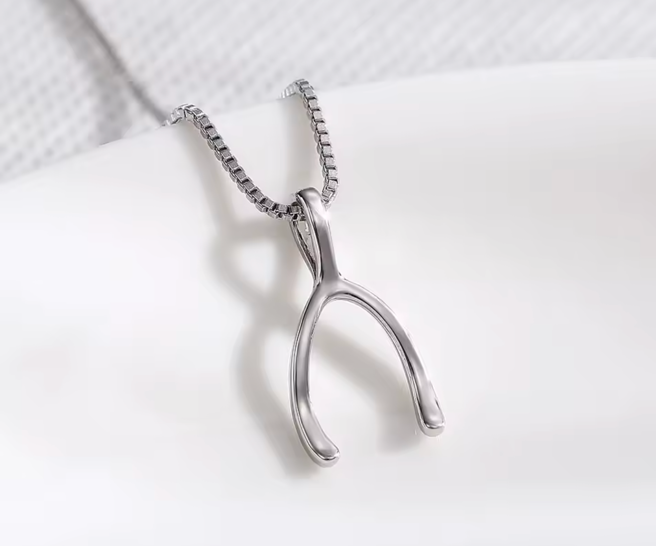 Silver Color Wishbone Pendant Necklace for Women