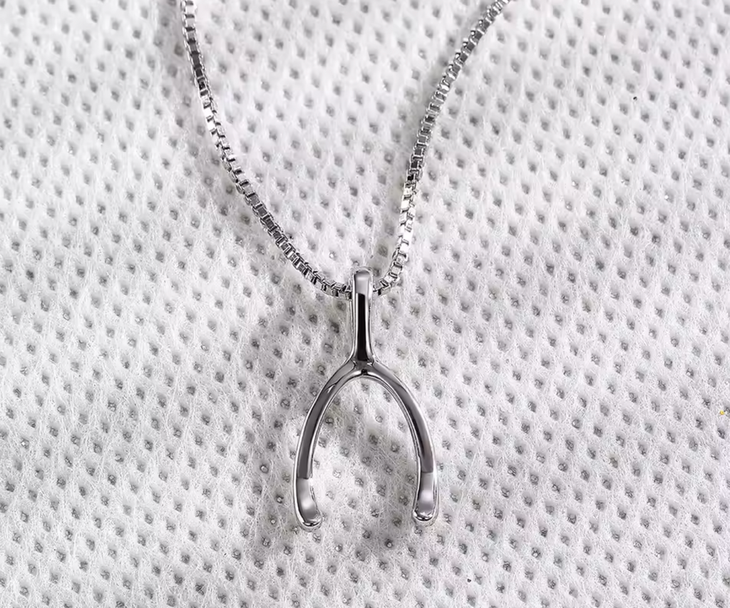 Silver Color Wishbone Pendant Necklace for Women