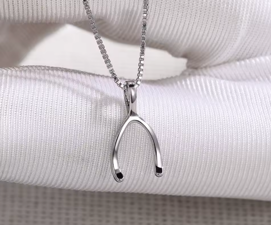 Silver Color Wishbone Pendant Necklace for Women